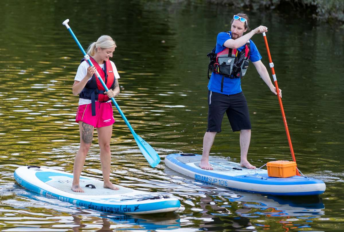 SUP Kurs auf der Rems Grundlagen Paddeltechnik Die Zugvögel
